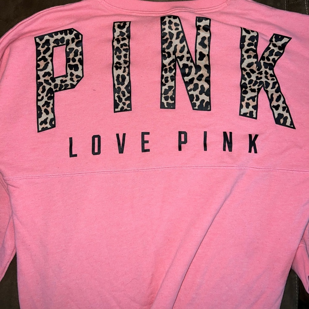 HTF PINK leopard crewneck